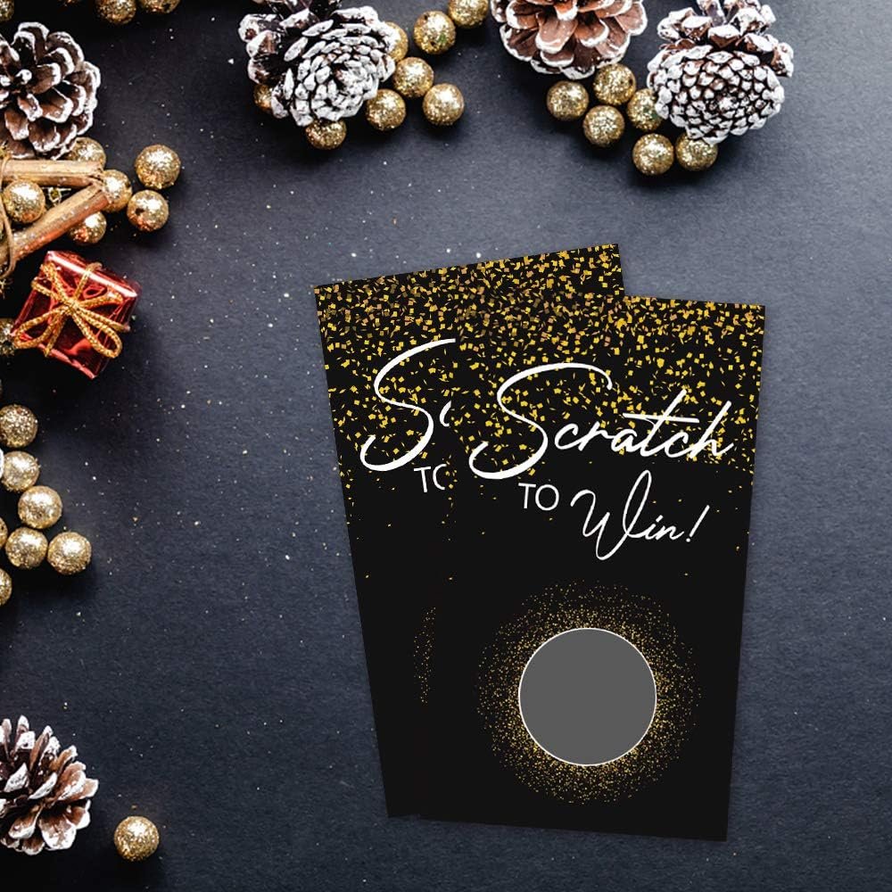 50 Black Gold Blank Gift Certificate Scratch Off Cards Vouchers for Small Business Restaurant, Spa Beauty Makeup Hair Salon, Christmas Birthday Holiday, Wedding Bridal Baby Shower Favors Games