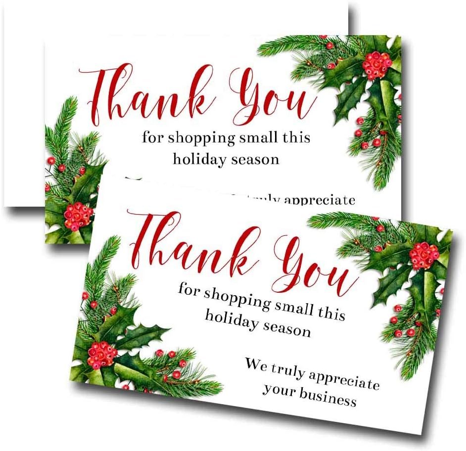 Watercolor Holly & Pine Thank You Customer Appreciation Review ...