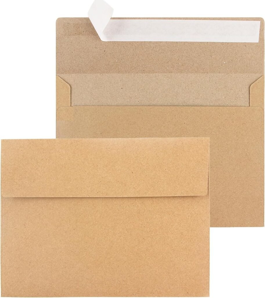 50 Pack Kraft Envelopes,A4 Invitation Envelopes,4x6 Envelopes for Invitations,Envelopes,Wedding, Baby Shower,Brown Kraft Envelopes for Personalize Birthday Party