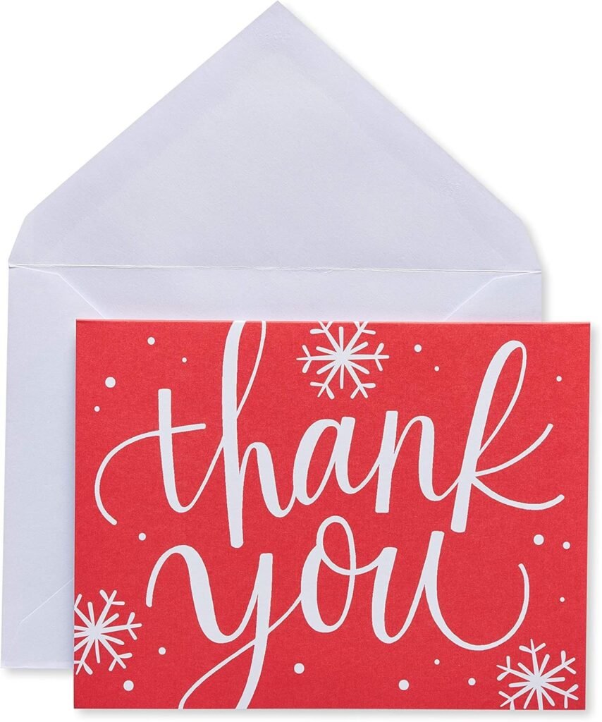 American Greetings Holiday Thank You Cards and Envelopes, Red Snowflake (25-Count)